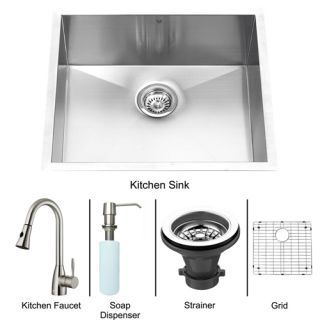Vigo Industries VG15048 Kitchen Sink Set, Undermount Sink, Faucet, Grid, Strainer amp; Dispenser Stainless Steel
