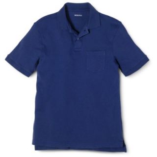 Merona Mens Short Sleeve Interlock Pocket Polo Shirt Durango Blue L
