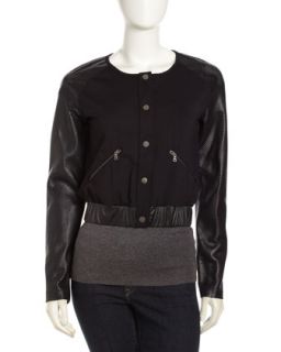 Robinson Perforated Leather Sleeves Jacket