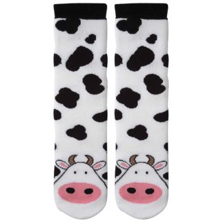 Tubular Novelty Socks cow white W/black Spots