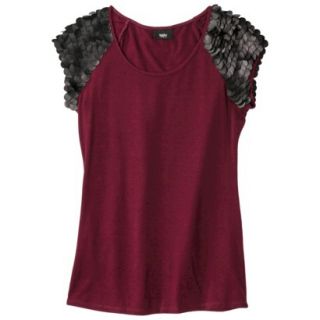 Mossimo Womens Faux Leather Disc Tee   Red/Black L