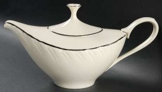 Lenox China Weatherly Teapot & Lid, Fine China Dinnerware   No Decals, Swirled,
