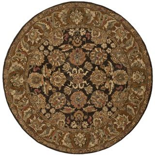Safavieh Hand made Anatolia Dark Brown/ Gold Wool Rug (4 Round)