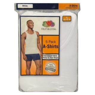 Fruit of the Loom Mens A Shirts 5 Pack   White XL