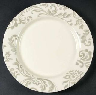 Better Homes and Gardens Floral Damask Birch Grey Dinner Plate, Fine China Dinne