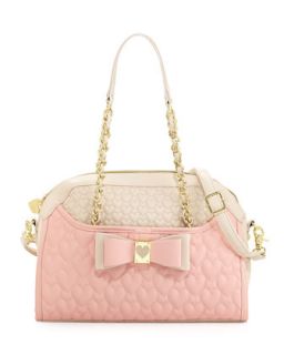 Colorblocked Quilted Heart Dome Satchel Bag, Blush