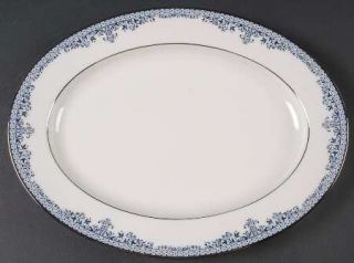 Noritake Charleston 11 Oval Serving Platter, Fine China Dinnerware   Blue Leave