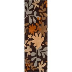 Hand tufted Brown Optics Polyester Rug (26 X 8)