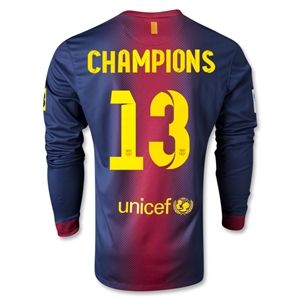 Nike Barcelona 12/13 CHAMPIONS LS Home Soccer Jersey