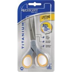 Titanium Straight Sewing Scissors (5 inchesEasy grip handle and finger holeLong lasting cutting edge for home and office useStay sharp and smooth cutting for years Titanium with stainless steel coreSize 5 inchesEasy grip handle and finger holeLong lastin