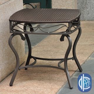 International Caravan Valencia Resin Wicker/ Steel Frame Outdoor Side Table (Brown steel frame, light pecan resin wickerSteel frame coated with an electro phoretic base Weather resistantUV resistantDimensions 21 inches high x 22 inches wide x 22 inches d