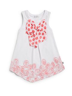 Toddlers & Little Girls Polka Dot Bow Tunic   White Pink