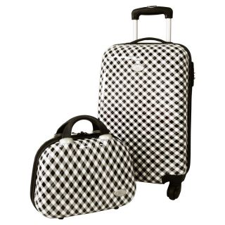 Retro Plaid 2 Piece Carry On Locking Luggage with Travel Case Multicolor  