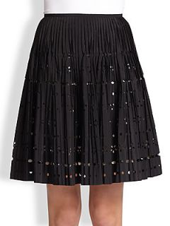 Moschino Cheap And Chic Laser Cut Pleated Skirt   Black