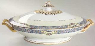 Thomas Queen Louise Oval Covered Vegetable, Fine China Dinnerware   Blue Band W/