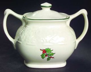 Cuthbertson Dickens Embossed Christmas Cream Sugar Bowl & Lid, Fine China Dinner