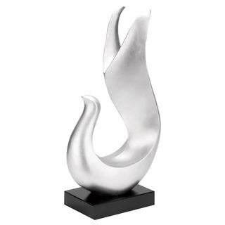 Table Top Abstract Polystone Sculpture (Silver Size 29 inches high x 15 inches wide x 8 inches deep 29 inches high x 15 inches wide x 8 inches deep Polystone Color Silver Size 29 inches high x 15 inches wide x 8 inches deep)