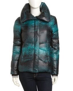 Zoe Printed Puffer, Teal