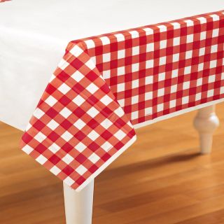 Red Gingham Plastic Tablecover