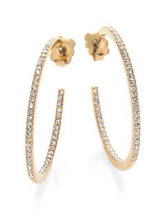 Adriana Orsini Pave Crystal Goldtone Inside Outside Hoop Earrings/1.25   Gold