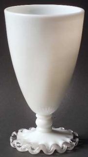 Fenton Silver Crest 9 Oz Footed Tumbler   Clear Crimped Crest On Milk Glass