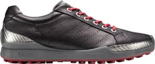 Mens ECCO Biom Hybrid   Black/Brick Yak Leather Lace Up Shoes