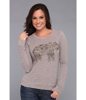 Lucky Brand Elephant Emb Pullover Womens Long Sleeve Pullover (Gray)