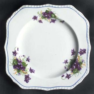 Steubenville Stb15 Square Salad Plate, Fine China Dinnerware   Blue Line,Violets