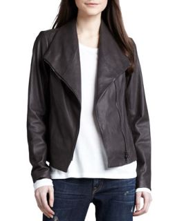 Womens Leather Scuba Jacket, Ash   Vince