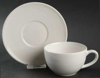 Gibson Designs Wall Street (Emboss Rings 1/4 From Edge Flat Cup & Saucer Set, F