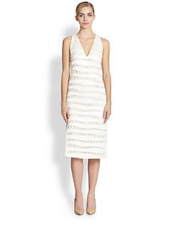 Akris Seagrass Embroidered Dress   White