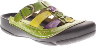 Womens Spring Step Toby   Green Leather Clogs