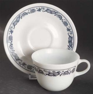 Corning Old Town Blue Flat Cup & Saucer Set, Fine China Dinnerware   Corelle, Bl