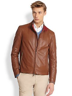 Canali Leather Jacket   Brown
