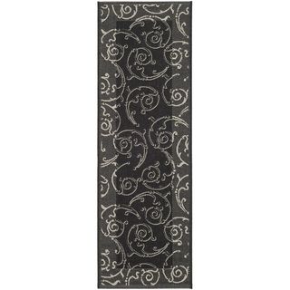 Contemporary Safavieh Black/grey Indoor/outdoor Rug (22 X 12)