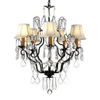 Gallery Versailles Wrought Iron And Crystal 5 light Chandelier With Shades