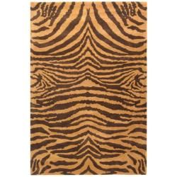 Handmade Tiger Beige/ Brown New Zealand Wool Rug (6 X 9)