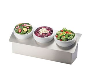 Cal Mil Bowl Display   3 Wells, 28x10x5 1/2, (3) Round Porcelain Bowls, Stainless Steel