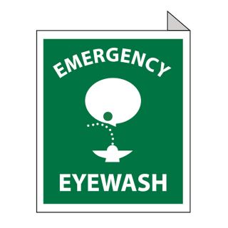 Nmc Flange Signs   8X10   Emergency Eye Wash