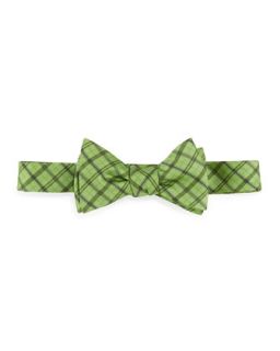 Plaid Silk Bow Tie, Green