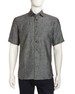 Chambray Short Sleeve Shirt, Black