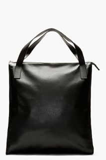 Itokawa Film Black Oversized Grained Leather Tote Bag