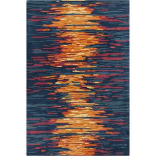 Hand tufted Allie Abstract Blue Wool Rug (5 X 76)