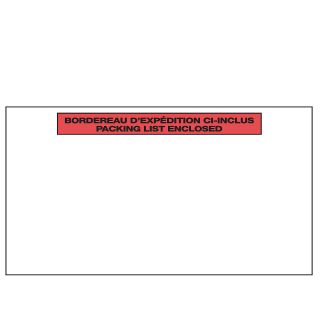 Self Adhesive Packing List Envelopes   5 1/2 X10   Panel Face   English/French