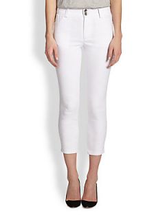 Alice + Olivia Embroidered Cropped Skinny Jeans   White