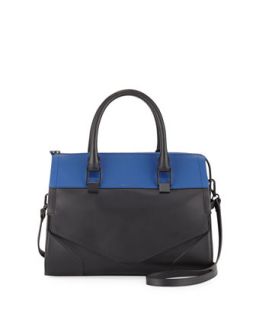 Prouve Bicolor Zip Satchel Bag, Black/Cobalt