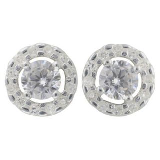 Womens Sterling Silver Stud Earrings and Round Halo Fancy   Silver/Clear