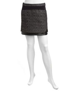 Coletta Bonded Raffia & Leather Miniskirt
