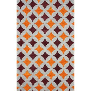 Nuloom Handmade Star Trellis Orange Wool Rug (86 X 116)