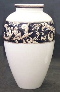 Wedgwood Cornucopia Bouquet Vase, Fine China Dinnerware   Cobalt Blue & Tan Marb